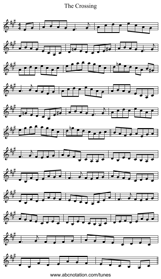 The Crossing - staff notation