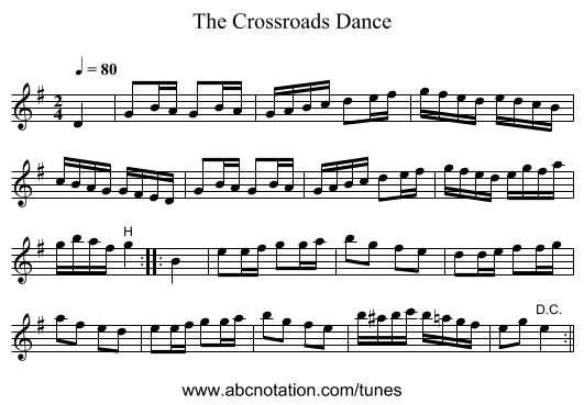 The Crossroads Dance - staff notation