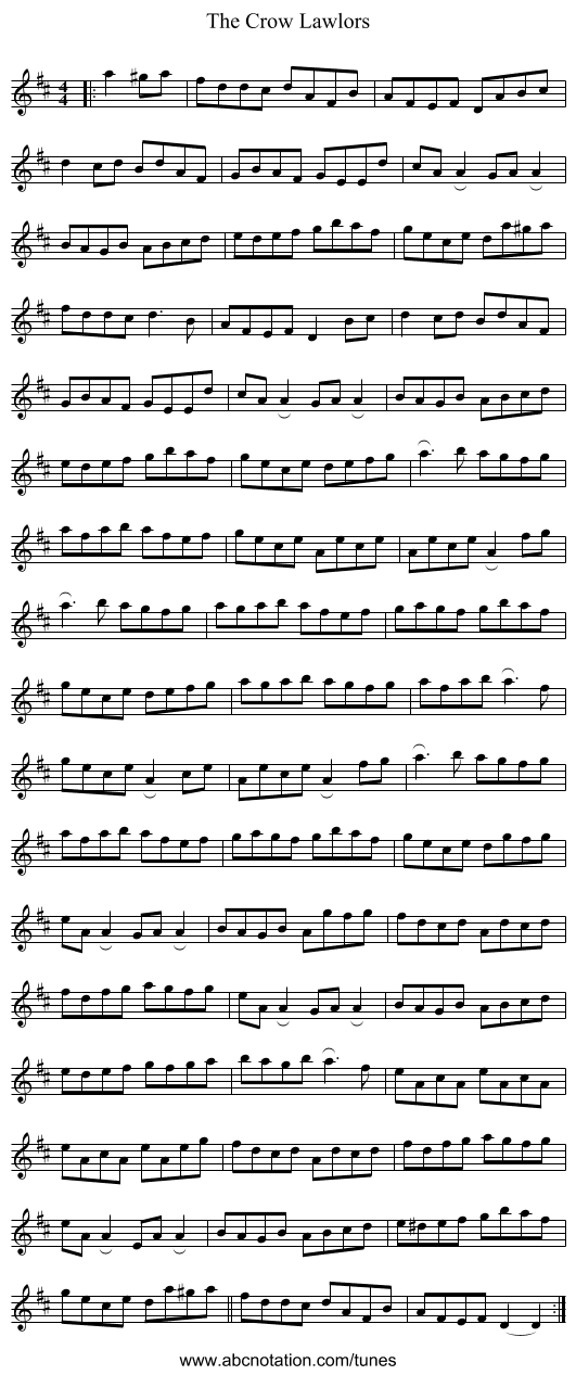 The Crow Lawlors - staff notation