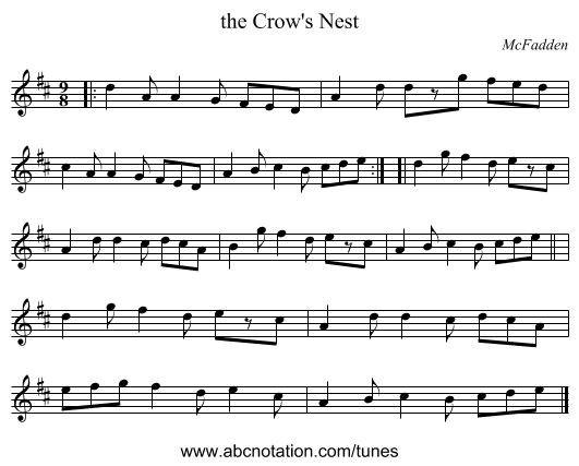 the Crow's Nest - staff notation