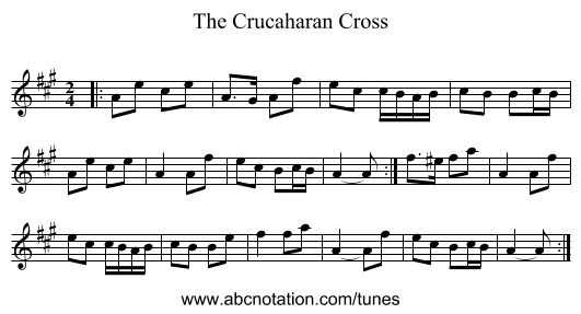 The Crucaharan Cross - staff notation