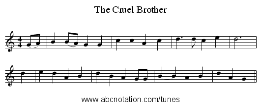 The Cruel Brother - staff notation