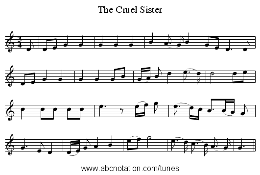 The Cruel Sister - staff notation