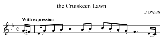 the Cruiskeen Lawn - staff notation