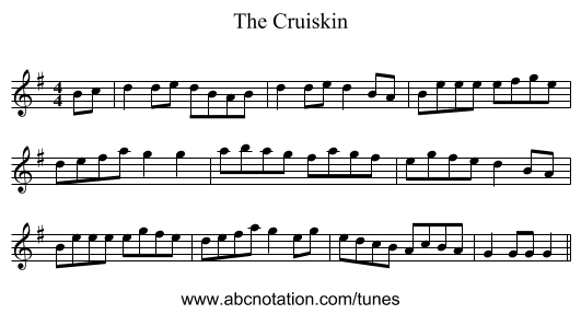 The Cruiskin - staff notation