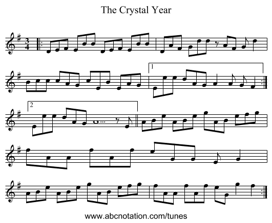The Crystal Year - staff notation