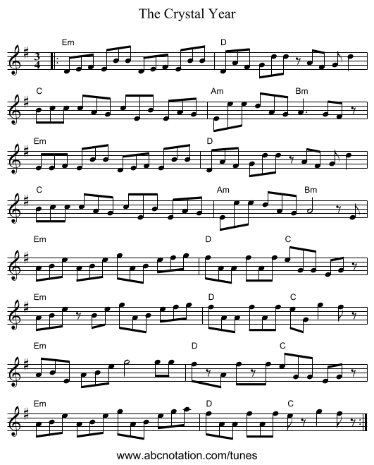 The Crystal Year - staff notation