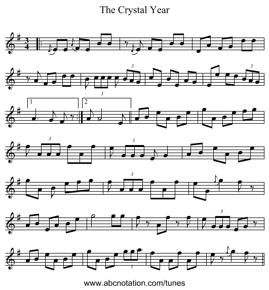 The Crystal Year - staff notation