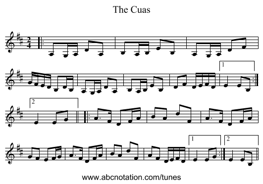 The Cuas - staff notation