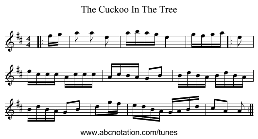 The Cuckoo In The Tree - staff notation