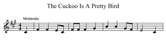 The Cuckoo Is A Pretty Bird - staff notation