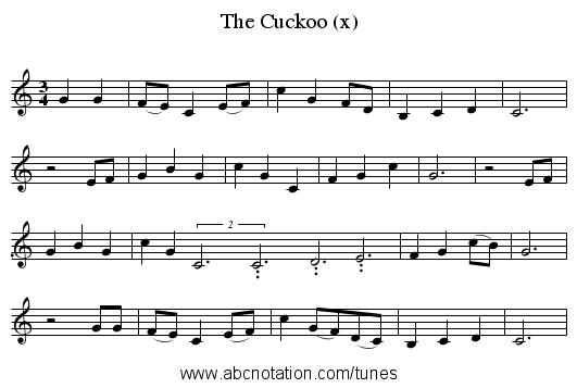 The Cuckoo (x) - staff notation