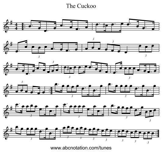 The Cuckoo - staff notation