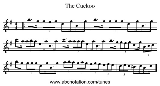 The Cuckoo - staff notation