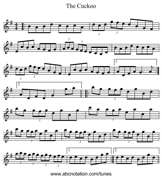 The Cuckoo - staff notation