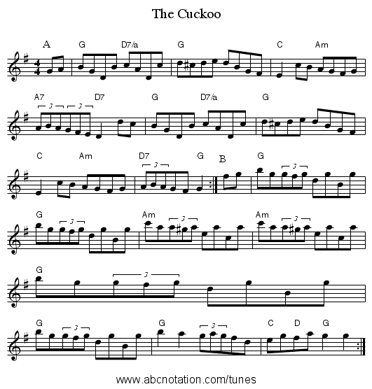 The Cuckoo - staff notation