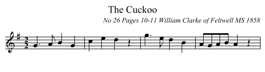 The Cuckoo - staff notation