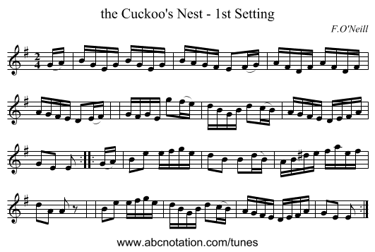 the Cuckoo's Nest - 1st Setting - staff notation