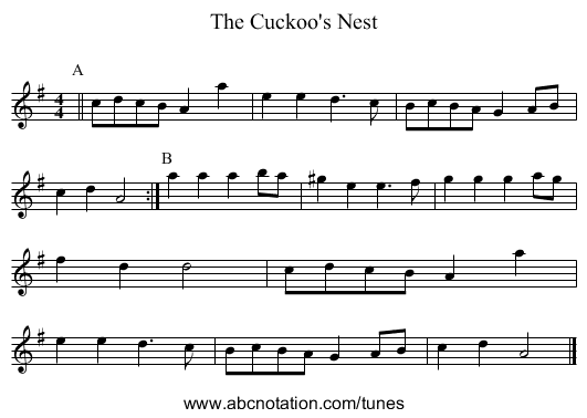 The Cuckoo's Nest - staff notation