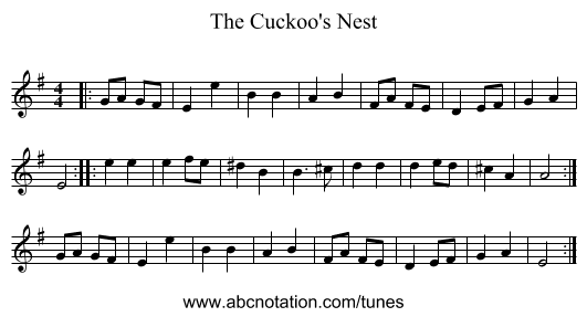 The Cuckoo's Nest - staff notation
