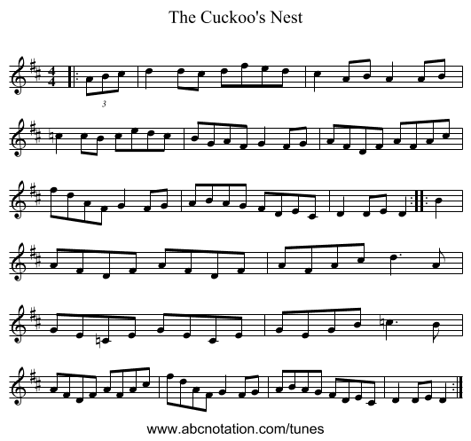 The Cuckoo's Nest - staff notation