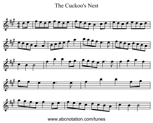 The Cuckoo's Nest - staff notation