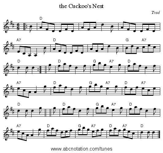 the Cuckoo's Nest - staff notation