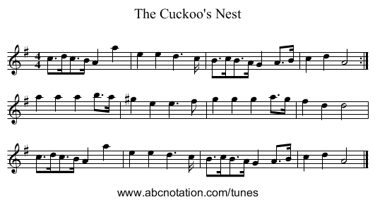 The Cuckoo's Nest - staff notation