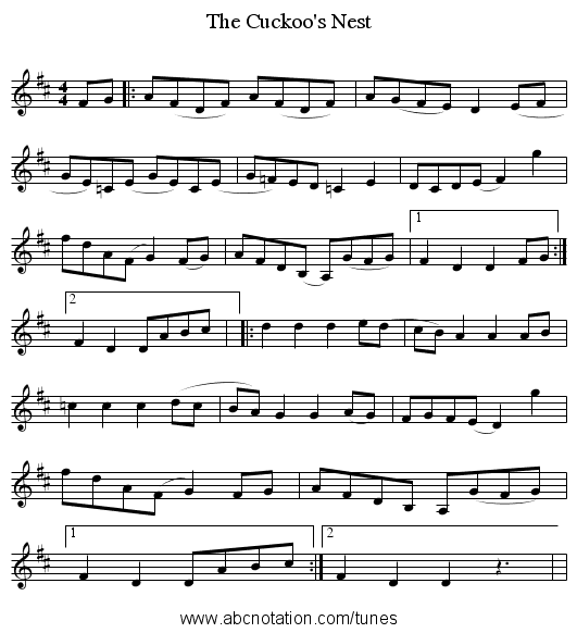 The Cuckoo's Nest - staff notation