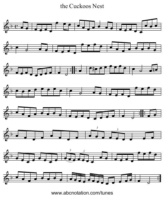 the Cuckoos Nest - staff notation