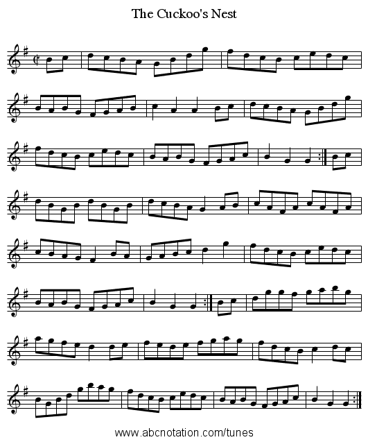 The Cuckoo's Nest - staff notation