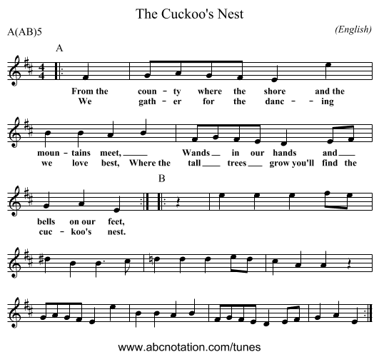 The Cuckoo's Nest - staff notation