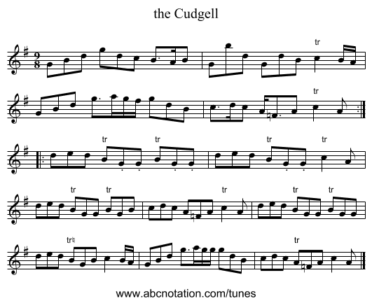 the Cudgell - staff notation
