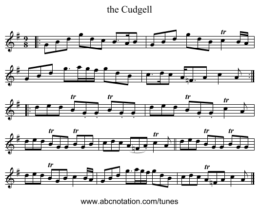 the Cudgell - staff notation