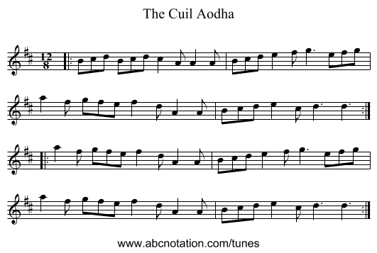 The Cuil Aodha - staff notation