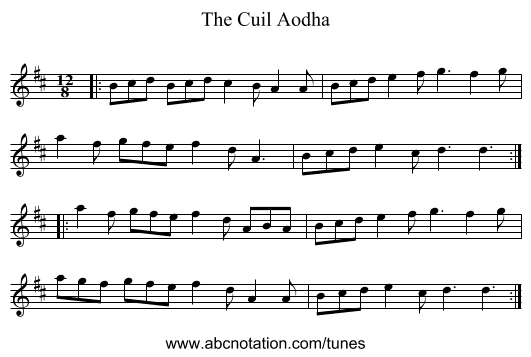 The Cuil Aodha - staff notation
