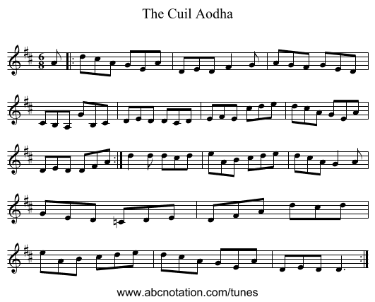 The Cuil Aodha - staff notation