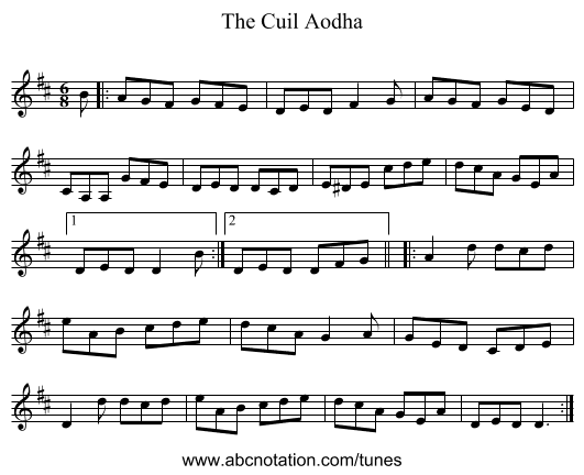 The Cuil Aodha - staff notation