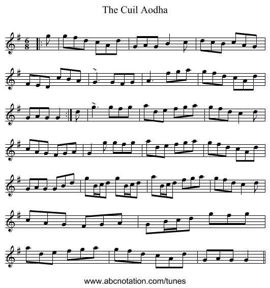The Cuil Aodha - staff notation