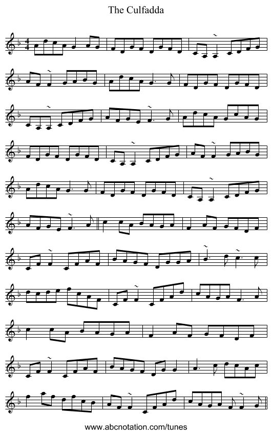 The Culfadda - staff notation