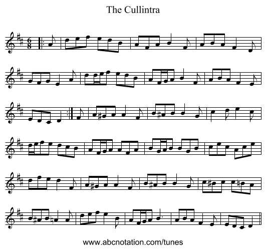 The Cullintra - staff notation