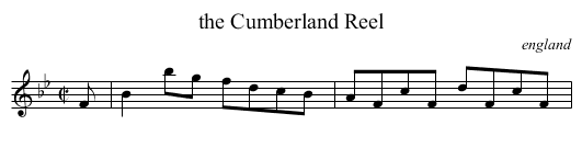 the Cumberland Reel - staff notation