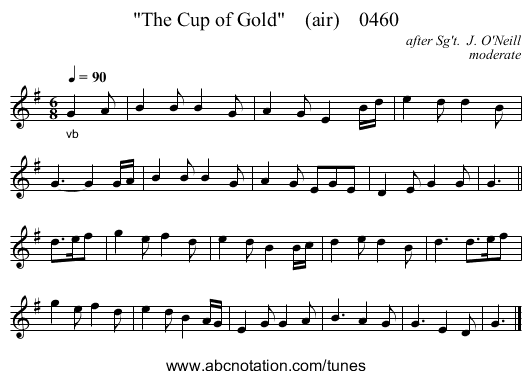The Cup of Gold    (air)    0460 - staff notation