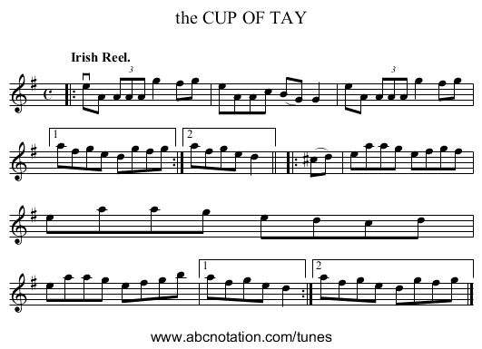 the CUP OF TAY - staff notation
