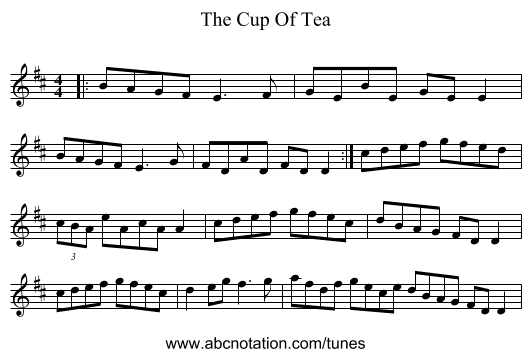 The Cup Of Tea - staff notation