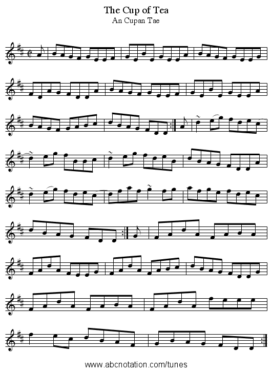 The Cup of Tea - staff notation