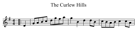 The Curlew Hills - staff notation