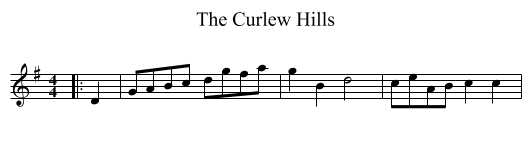 The Curlew Hills - staff notation