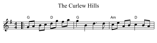 The Curlew Hills - staff notation