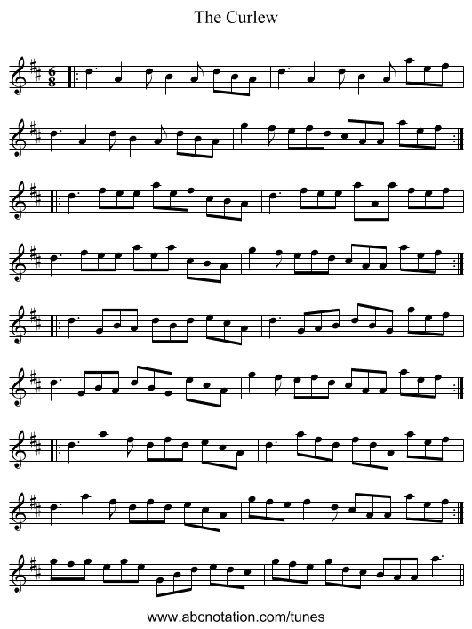 The Curlew - staff notation